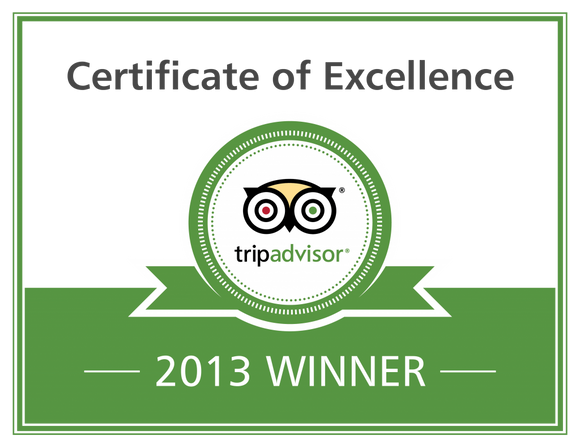 Trip Advisor Reviews - Certificate of Excellence 2013
